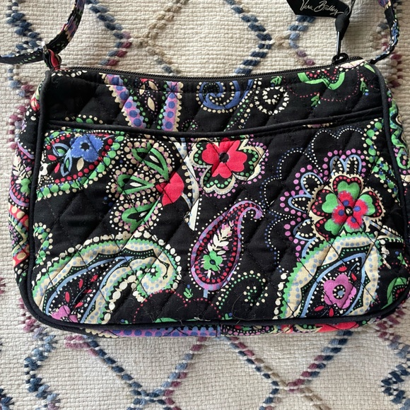Vera Bradley Quilted Strapped Purse Fall Colourful Clean Black Zippered Paisley - Picture 6 of 8